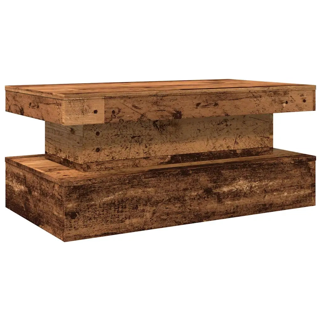 vidaXL Tavolino da Salotto con Luci LED Legno Antico 90x50x40 cm