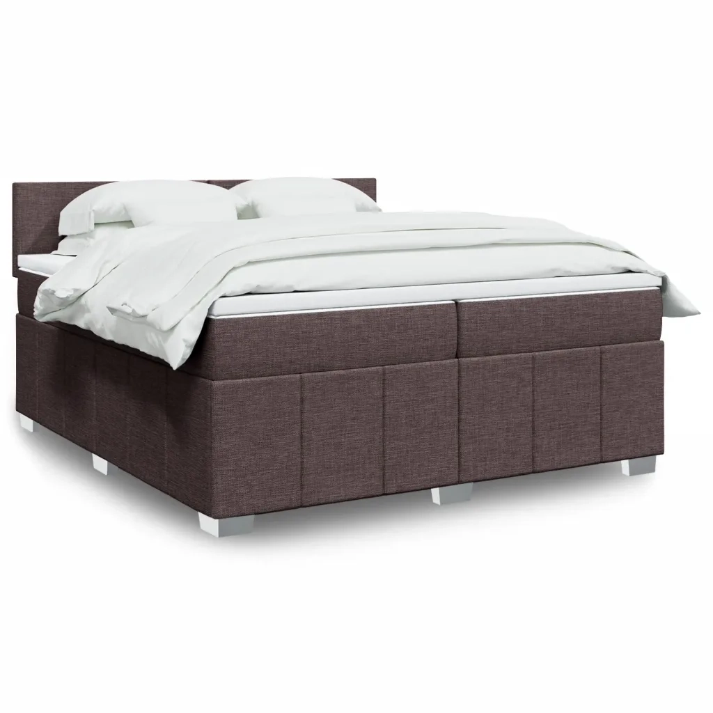 Giroletto a Molle con Materasso Marrone Scuro 200x200cm Tessuto 3289471