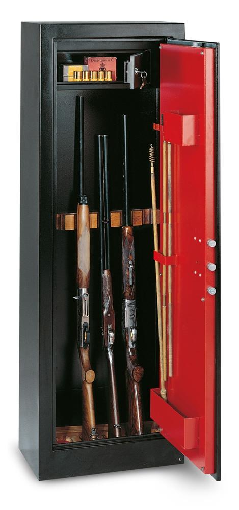 Fuciliera Portafucili Digitale per 7 Armi con Tesoretto Serie Riv. Legno Technomax - 1605X450X370Mm