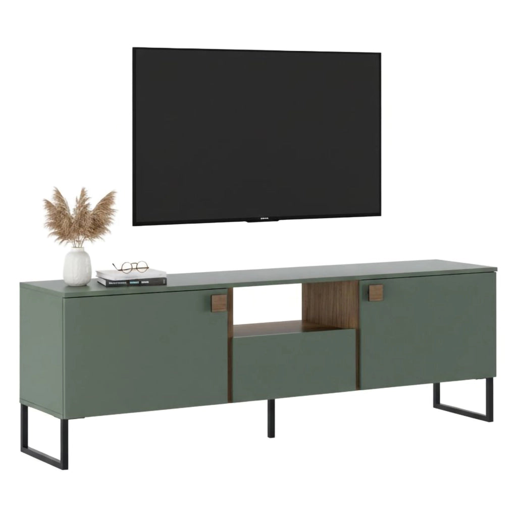 Muravera, Mobile Porta tv un Cassetto, 179x40x60h cm Verde