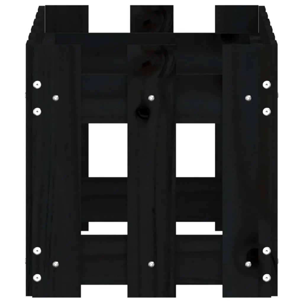 Fioriera Giardino a Recinzione Nera 60x30x30 cm Massello Pino 832469