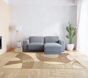 Tappeto Arredo Moderno Morbido in Ciniglia Ingresso Antiscivolo Prodotto Italiano  Soggiorno Camera Salotto Disegni Piazzati Cotone Varie Misure Grande Hills/Fango - 140x200 cm