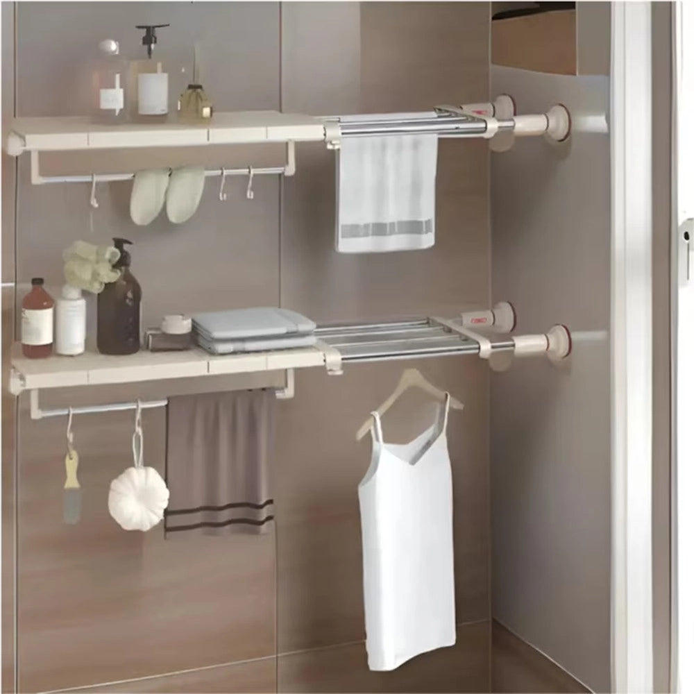 Trade Shop - Mensola Ripiano Telescopico Regolabile Con Ventose 50-80 Cm Per Armadi Pareti 8144 -