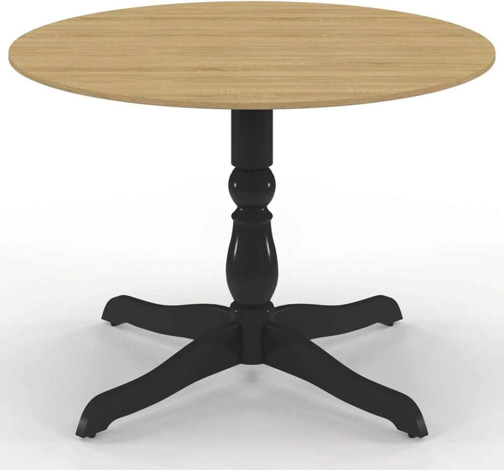 Tavolo da pranzo rotondo MARIE 4-6 persone in faggio e nero 110 cm