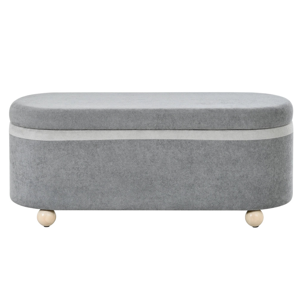 Panca Contenitore con Coperchio e Gambe in Legno ¨C MINIMAL ¨C Grigio, 110x41x47 cm