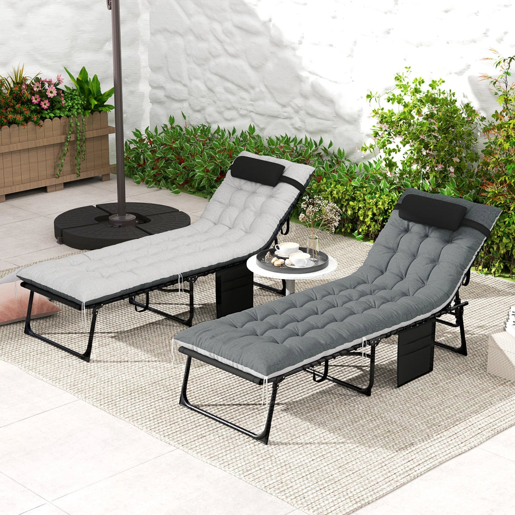 Lettino prendisole pieghevole e regolabile con cuscino ¨C zephmum ¨C grigio 60x190x31cm