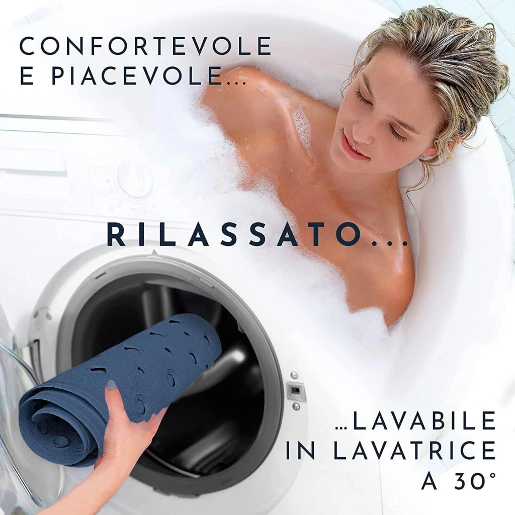 Tappeto Doccia Vasca Bagno Ruvido con Ventose Antiscivolo Profumato 53x53 cm Blu