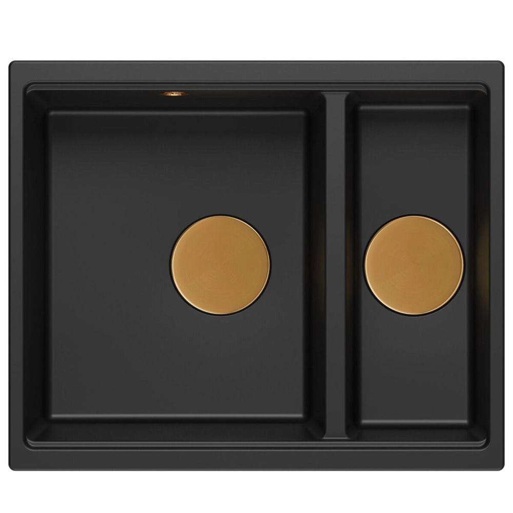 Lavello In Granito Logan 150 Black Tappo oro