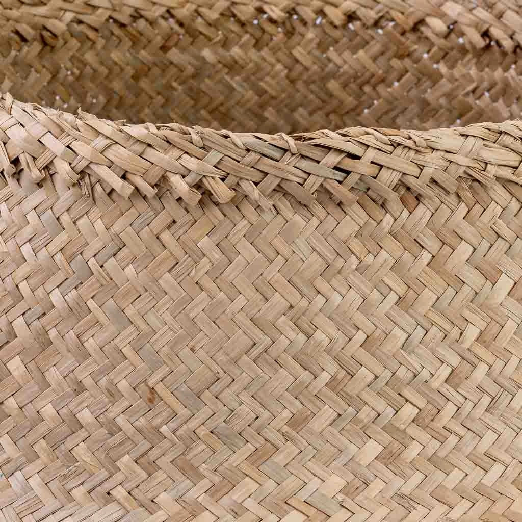 Cestino blu naturale con manici, D35x30/46h cm