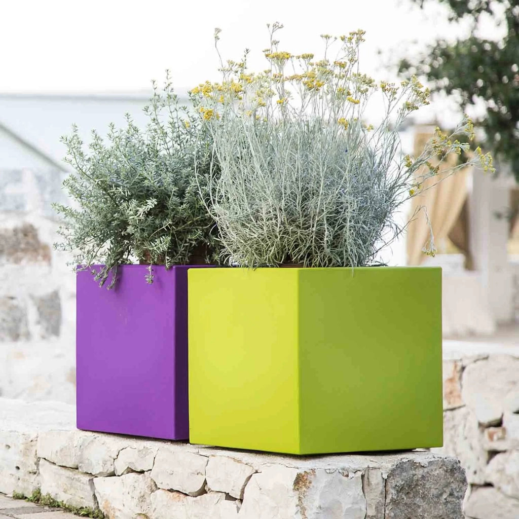 Vaso Cube In Resina Quadrato H40 Verde 40x40Cm