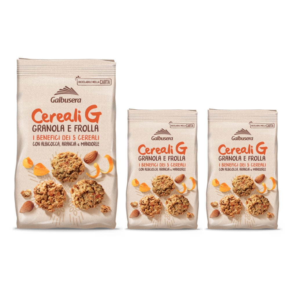 Galbusera cereali g granola e frolla con albicocca arancia mandorle 3 confezioni