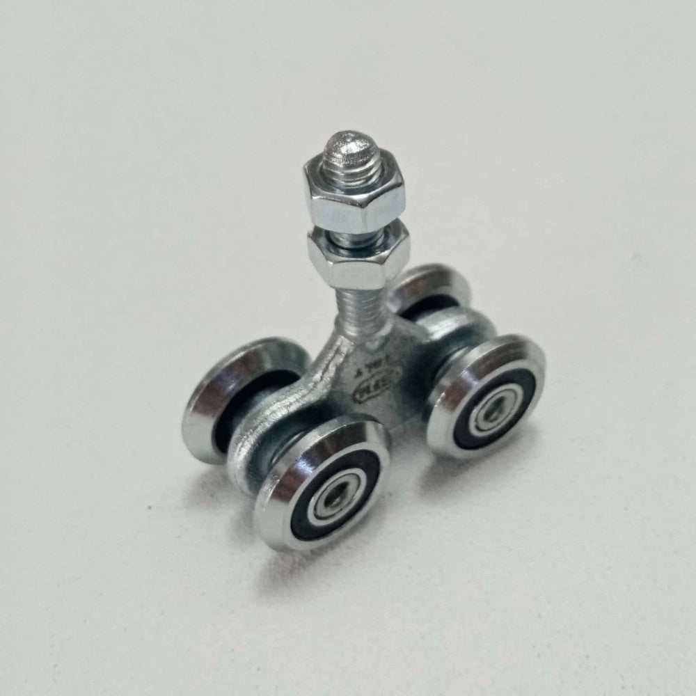 Ibfm art. 331 carrello in acciaio zincato con perno e 4 ruote da 24m per monorotaia 339p