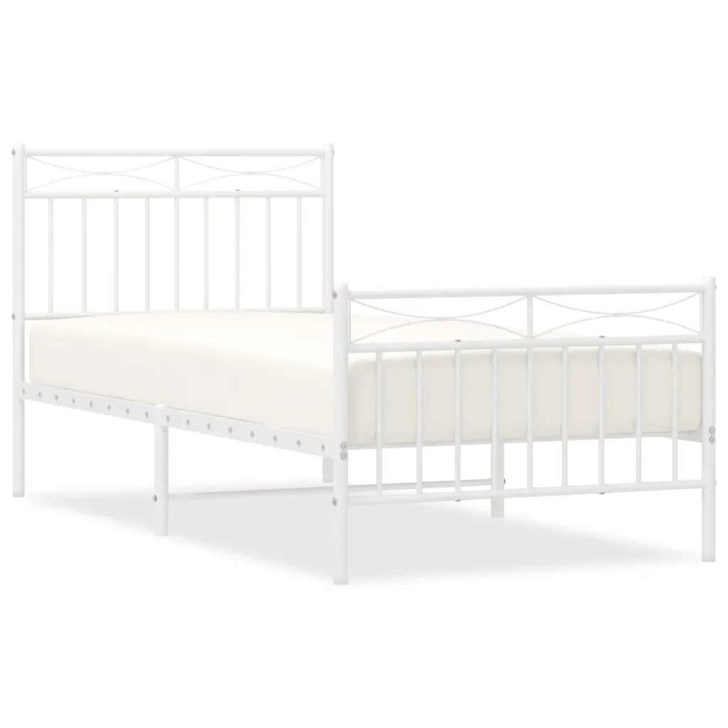 Giroletto con Testiera e Pediera-Struttura Letto Metallo Bianco 90x200 cm 564059