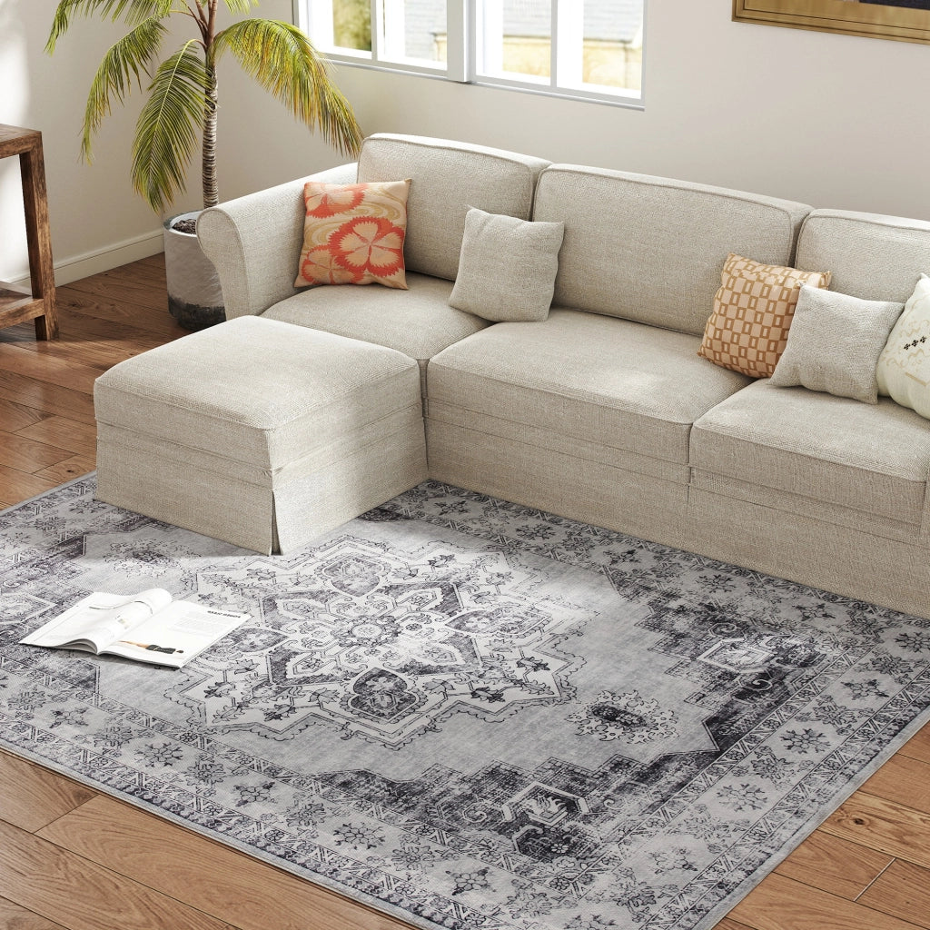 Tappeto lavabile in lavatrice antiscivolo per soggiorno con effetto flanella ¨C Minimal ¨C 230x160cm Grigio