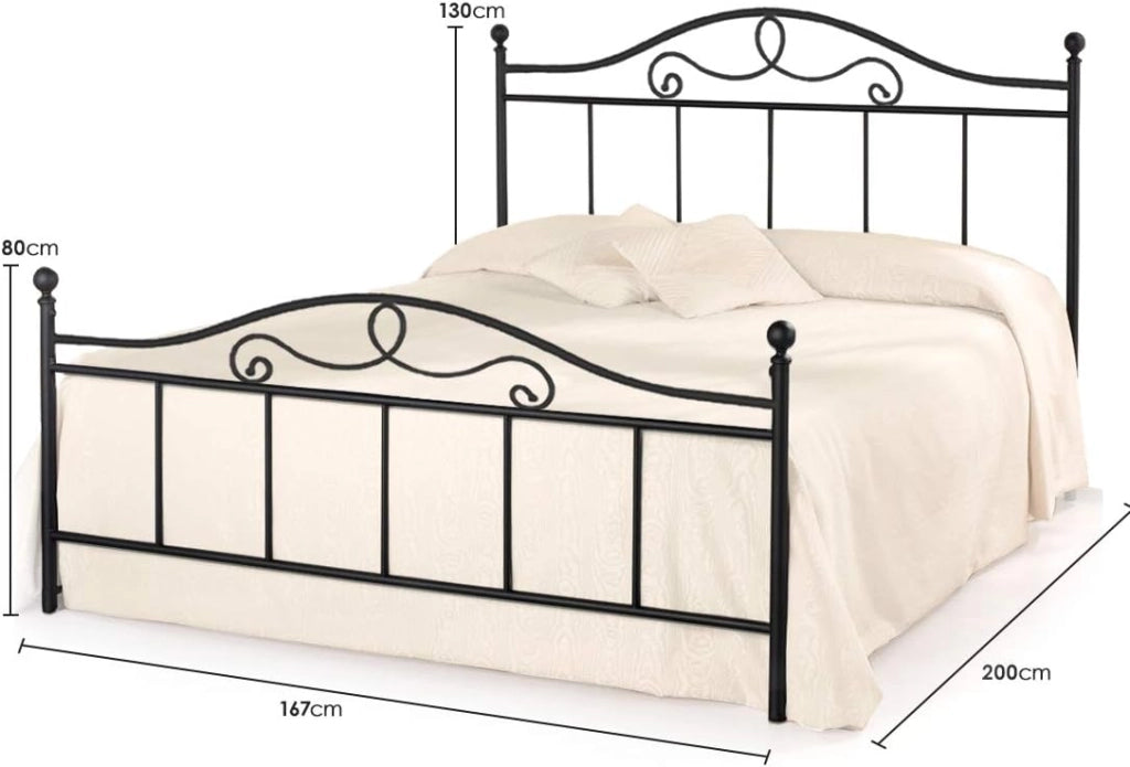 Qualydorm Letto in Ferro Battuto Moderno matrimoniale MALTA - Made in Italy Vari colori da cm 160x190 Artigianale Blu