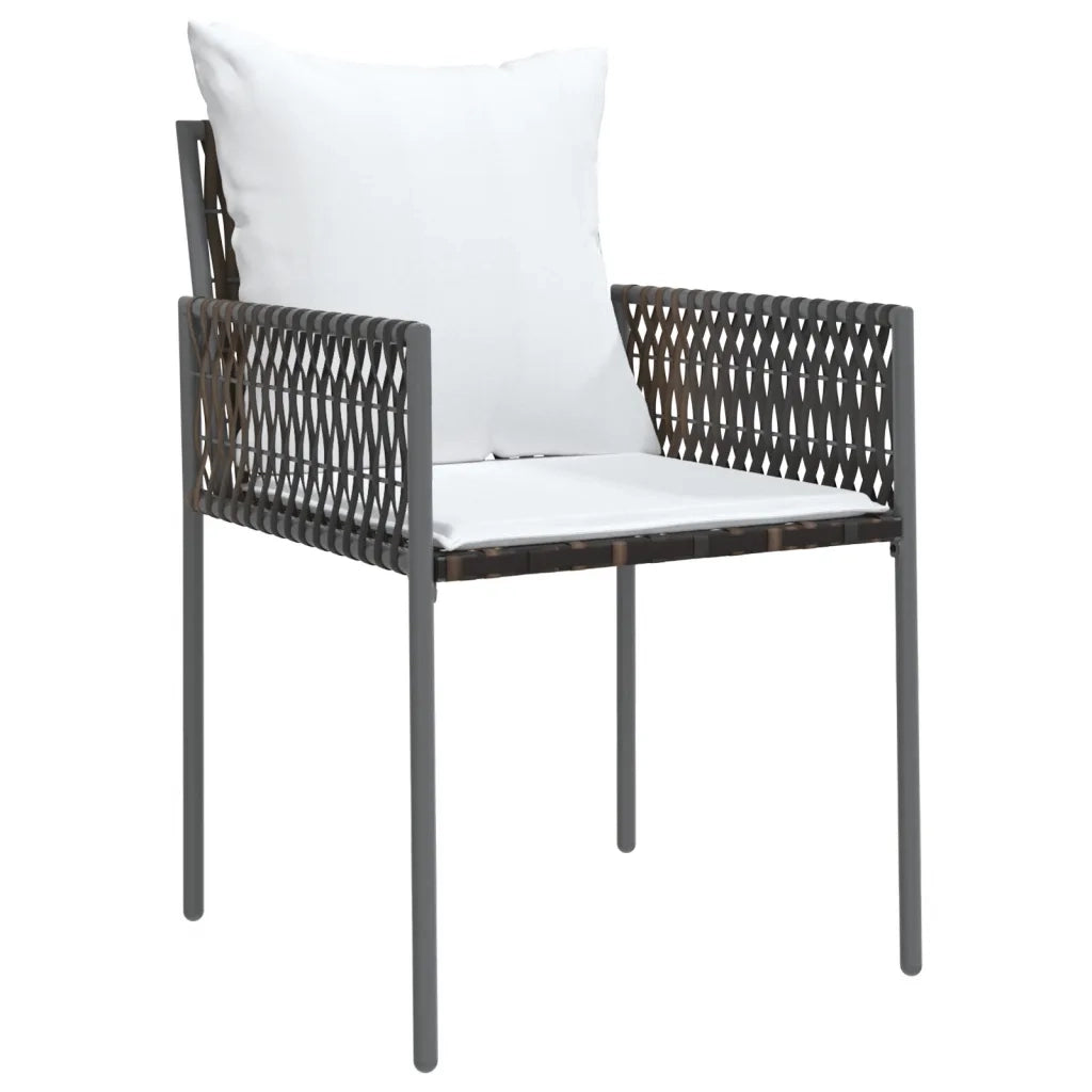 Set Pranzo da Giardino 5pz con Cuscini in Polyrattan e Acciaio 3187050