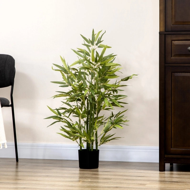 Bambù artificiale 90 cm in plastica con vaso, pianta decorativa realistica per interni