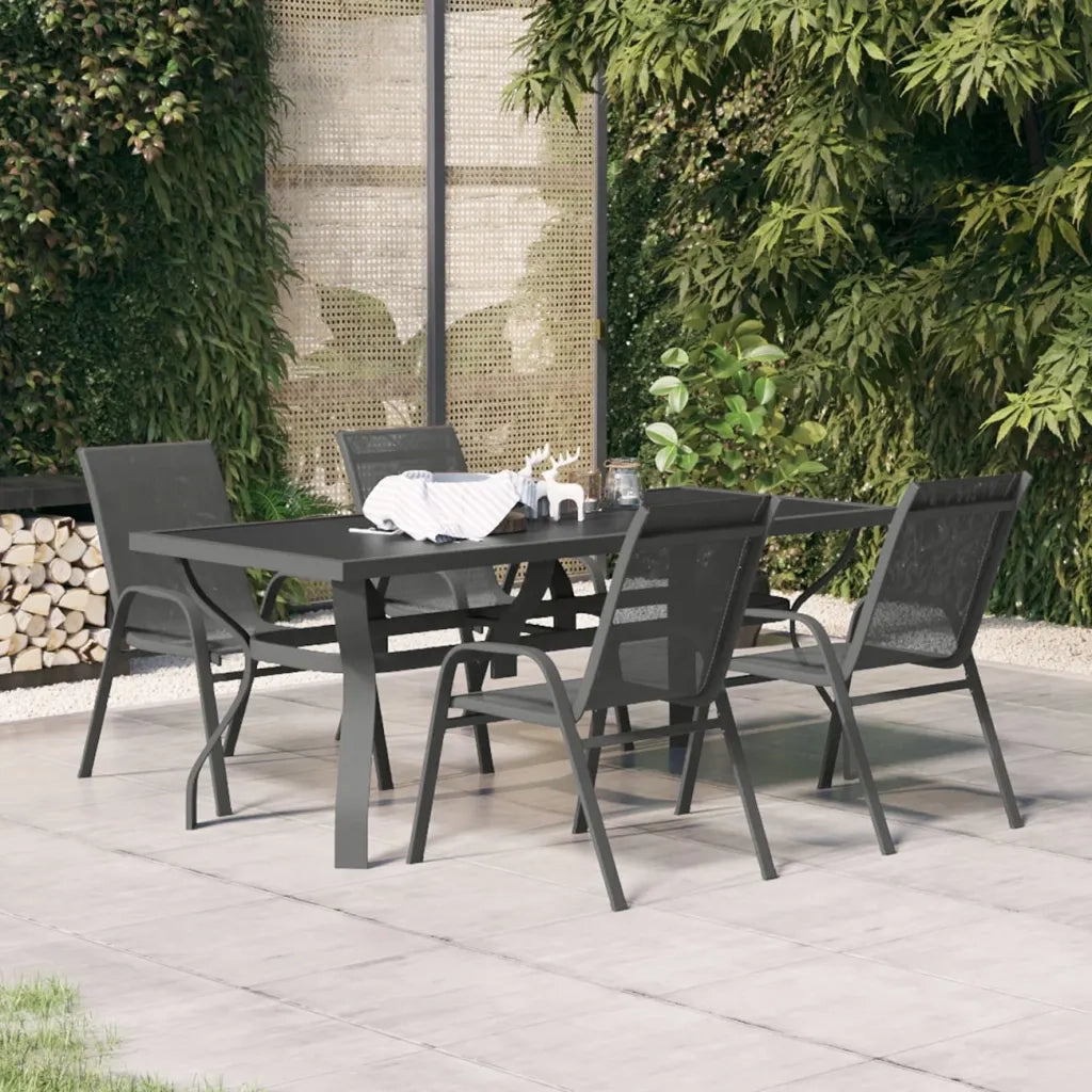 Set da Pranzo da Giardino 5 pz Grigio e Nero 3095982