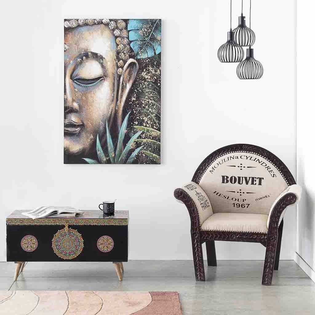 Quadro dipinto a mano con rilievo blu 80x120x3h