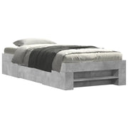 Letto singolo | Letto per adulti | Giroletto Grigio Cemento 90x190 cm in Legno Multistrato