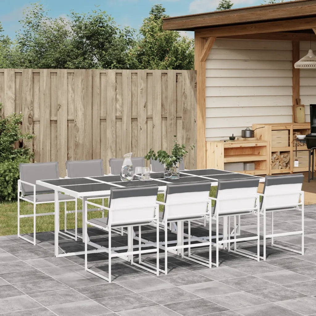 vidaXL Set da Pranzo da Giardino 9 pz con Cuscini Bianco in Textilene