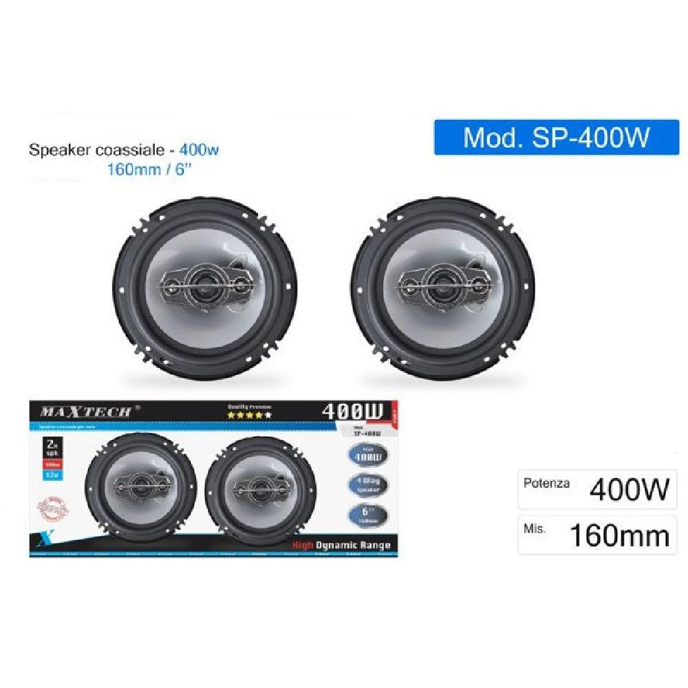 Trade Shop - Casse Per Auto 400w Audio Volume 4 Vie Speaker Coassiale Maxtech Musica Sp-400w -