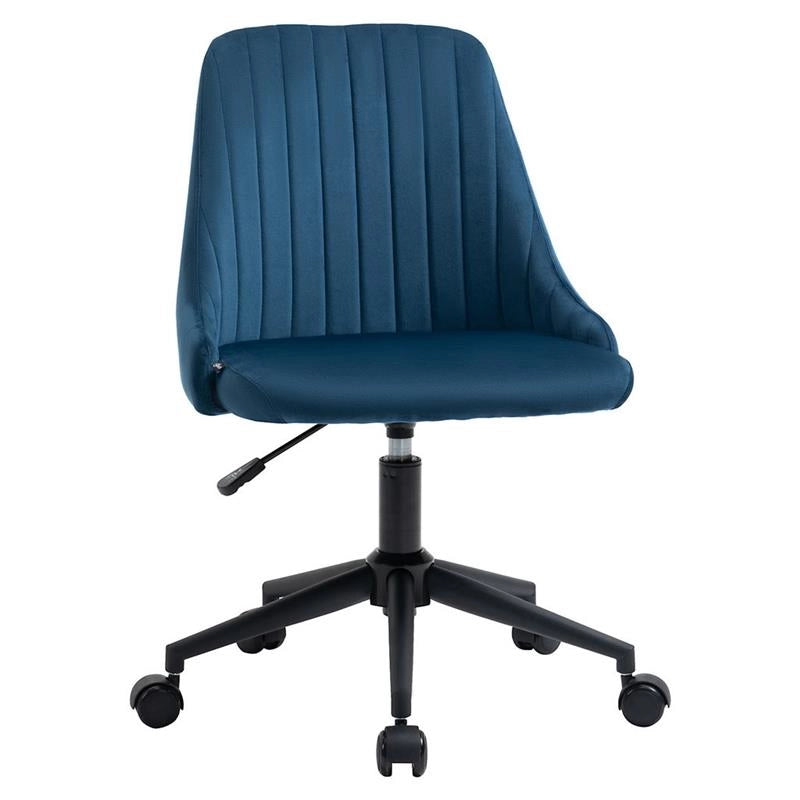 SEDIA DA UFFICIO GIREVOLE CON ALTEZZA REGOLABILE 50 X58 X 77-85 CM VELLUTO BLU