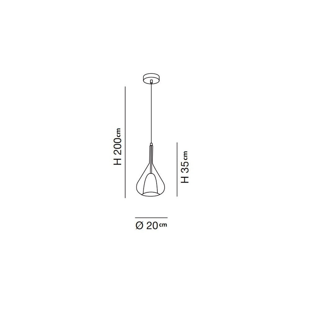 Lampadario a sospensione Lila a Led in metallo e vetro borosilicato verde trasparente 3481-40-140 Fabas Luce