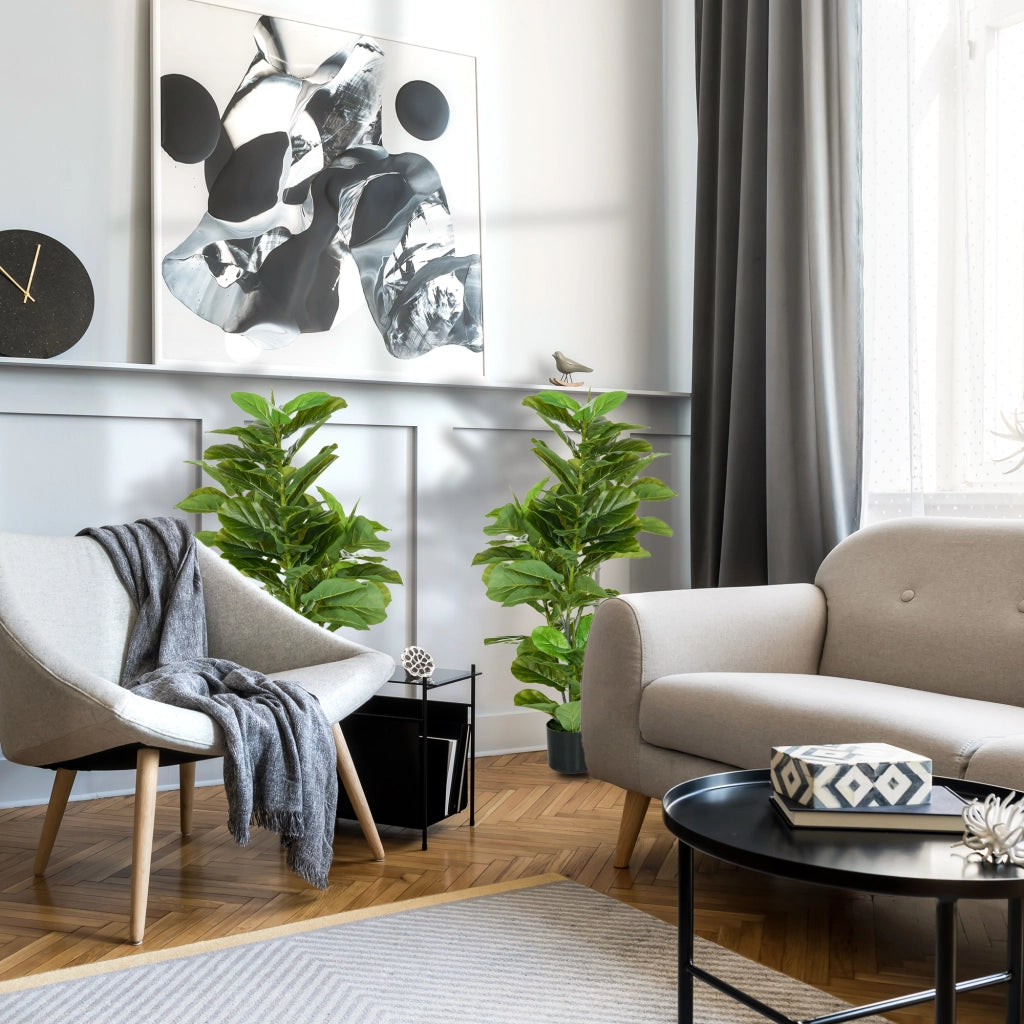 2 Ficus Artificiali in Vaso ¨C zephmum ¨C Verde, 110 cm