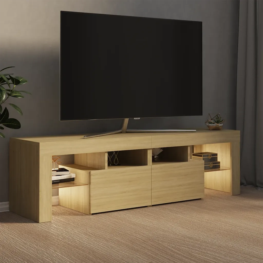 Mobile Porta TV con Luci LED-Credenza per TV Rovere Sonoma 140x36,5x40 cm