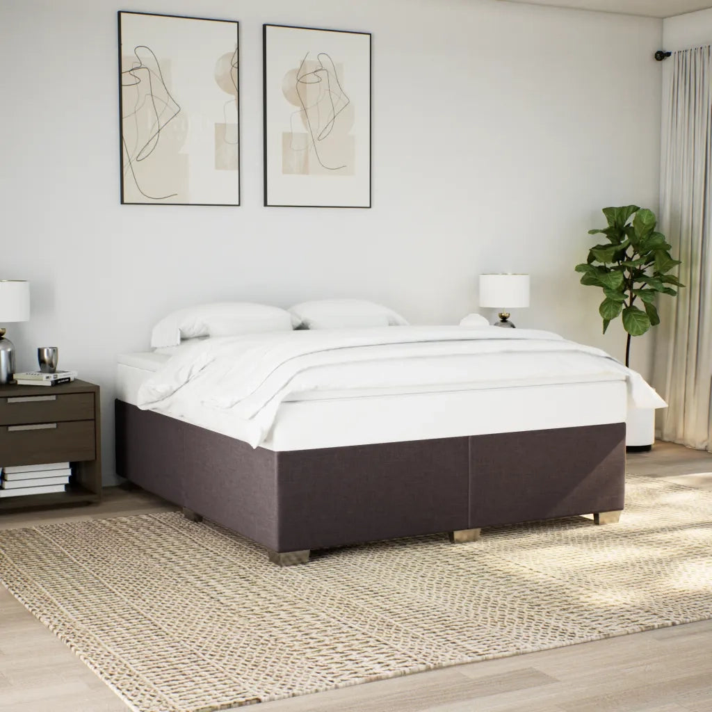 Giroletto a Molle con Materasso Marrone Scuro 180x200cm Tessuto