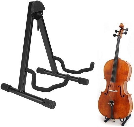 Sostegno per Violoncello Flessibile - Ripiegabile - A-Frame in Acciaio - Accessorio per Strumenti Musicali - Cuscino di Schiuma - Nero - Supporto per Violoncello