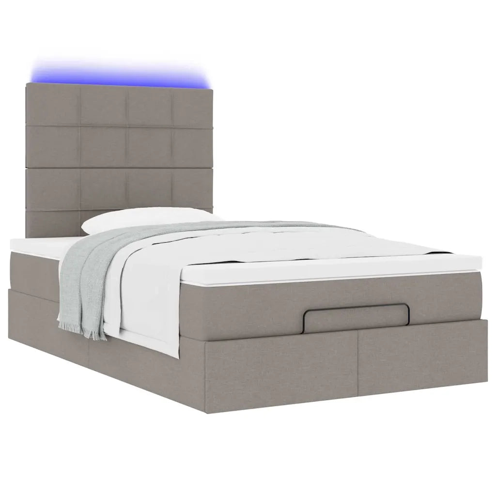 vidaXL Struttura Letto Pouf con Materasso Tortora 120x190 cm Tessuto