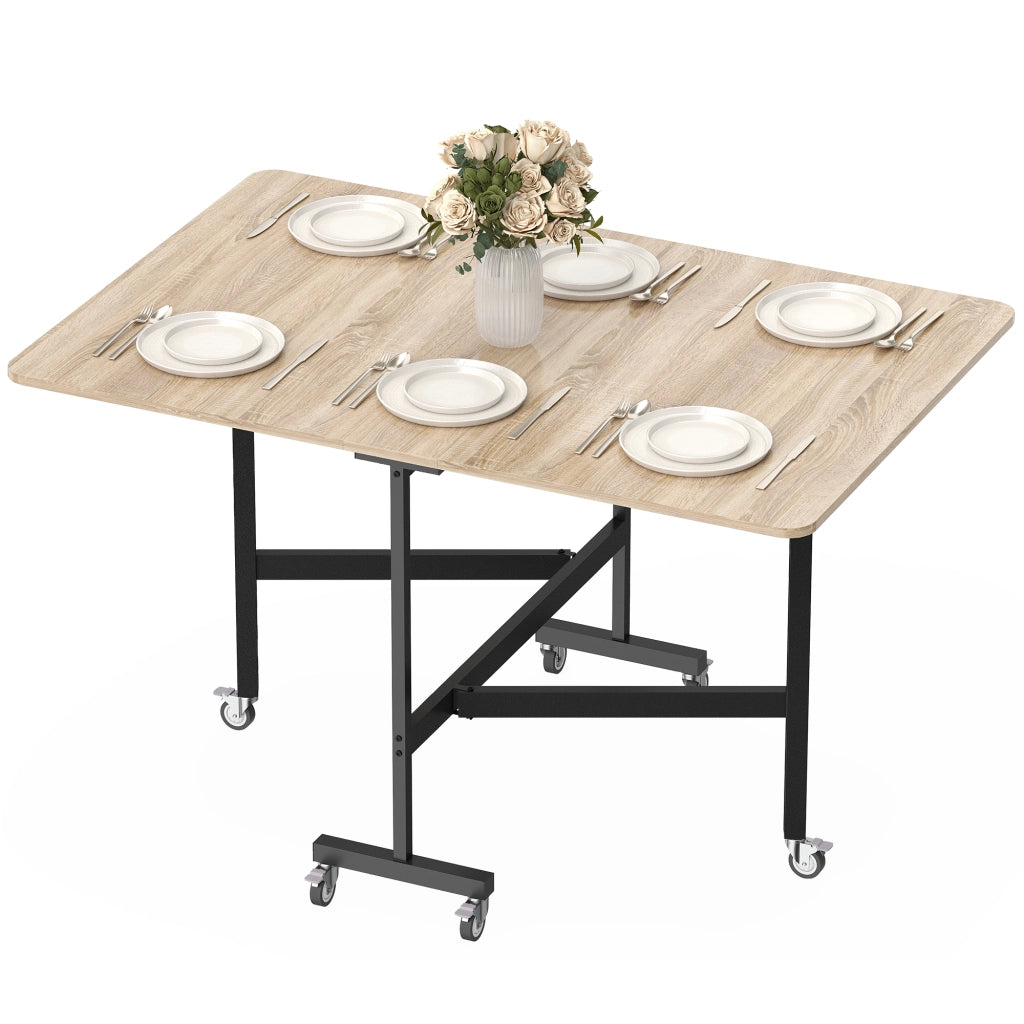 Tavolo Pieghevole Allungabile per 6 Persone ¨C zephmum ¨C Rovere, 120x80x73 cm