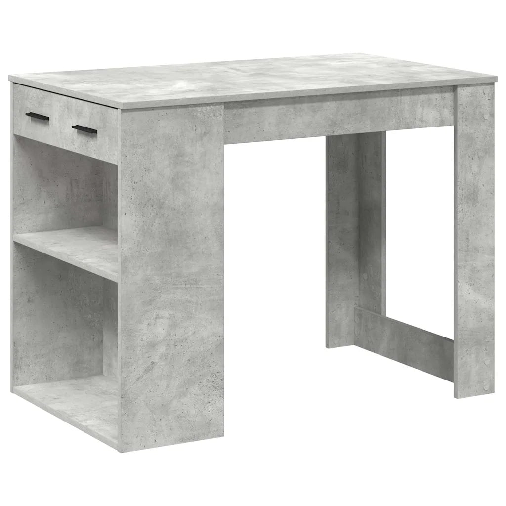 Scrivania con Cassetto Ripiano Grigio Cemento Legno Multistrato 858689