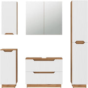 Set di mobili da bagno Lotta, Rovere/bianco a strisce, 5 parti