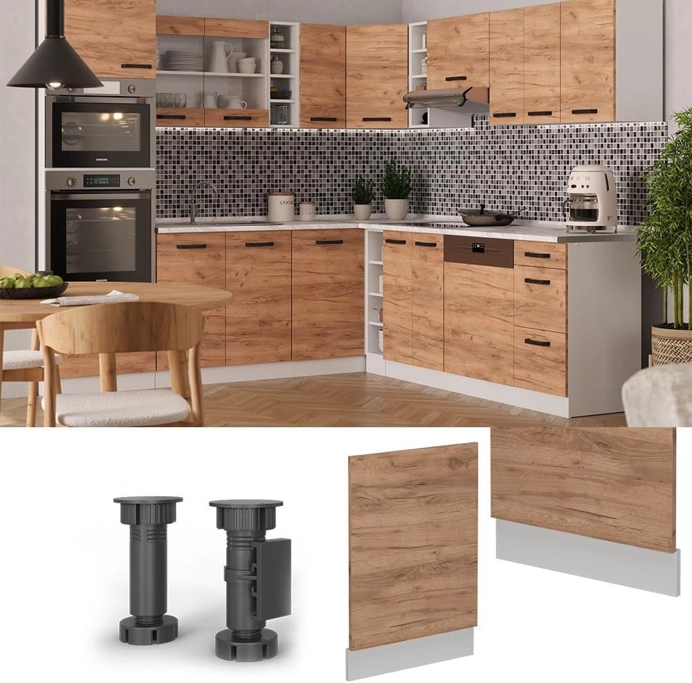 Pannello frontale R-Line, Quercia dorata, 45 cm PL Antracite, per la libera combinazione all'interno di sistemi cucina modulari