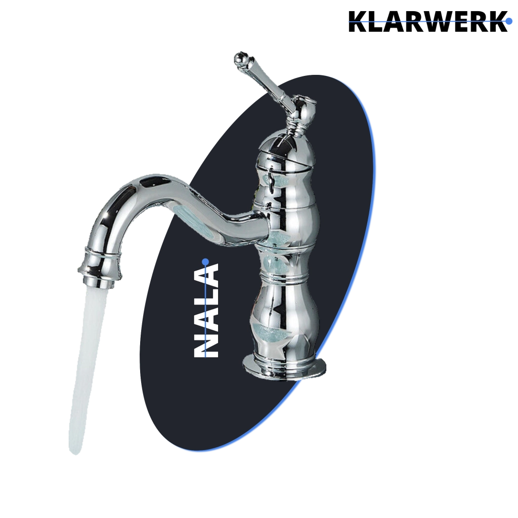 NALA | Rubinetto da bagno basso vintage Gastro cromato lucido |. Rubinetto per lavabo retrò premium in acciaio inossidabile piccolo |