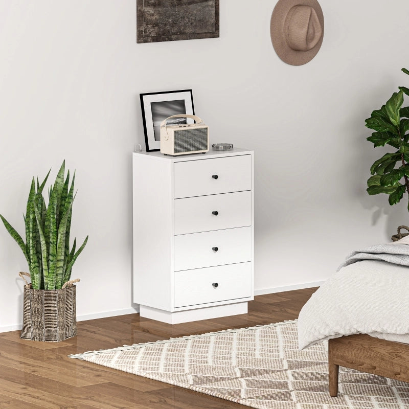 Cassettiera moderna a 4 cassetti in legno bianco 47 x 29 x 75 cm