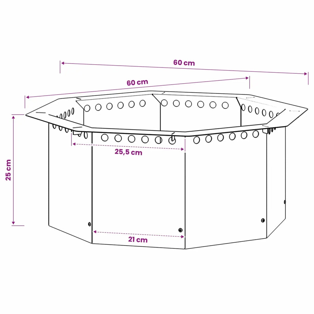 Anello per Focolare Nero 60 x 60 x 25 cm Acciaio 8012634