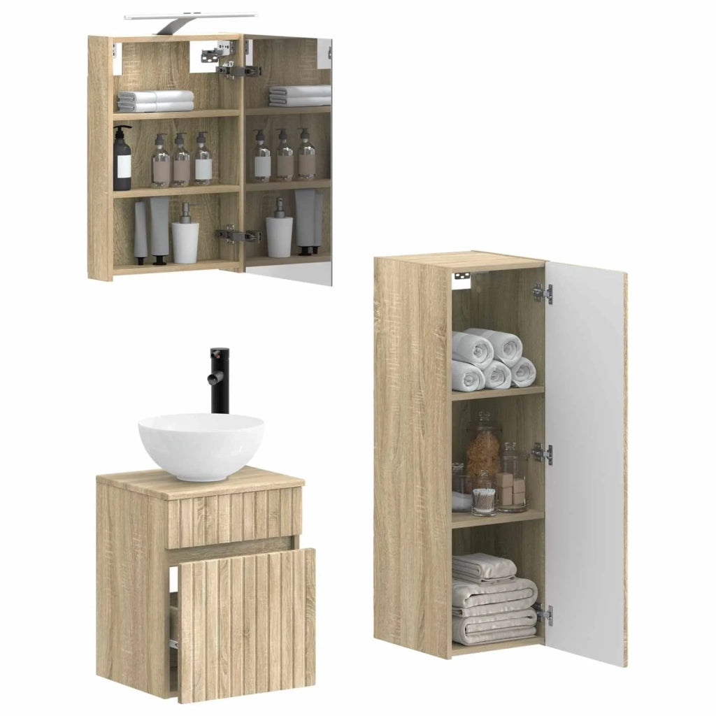Set di mobili per il bagno 4 pcs Rovere Sonoma 3407457