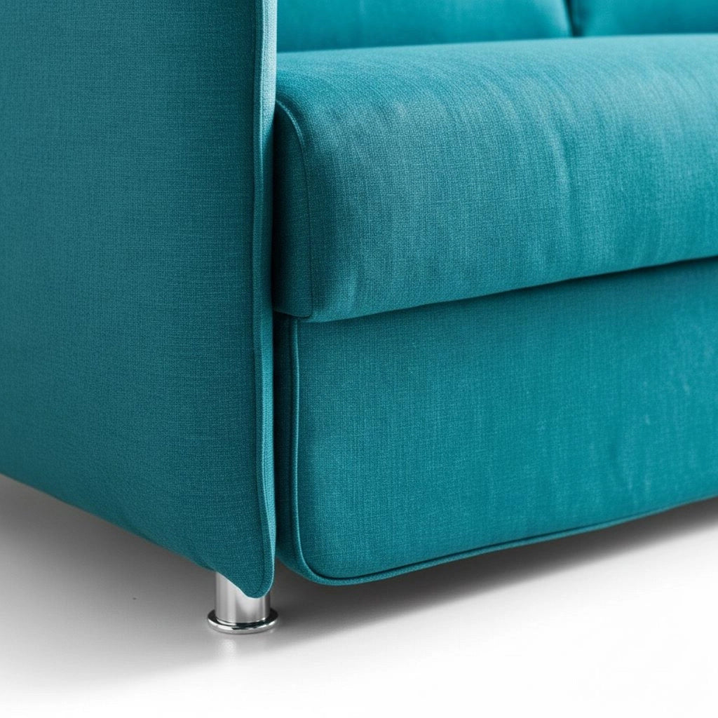 Monleale, Divano Fisso 2 Posti Sfoderabile Made in Italy, 160x95x90h cm Azzurro