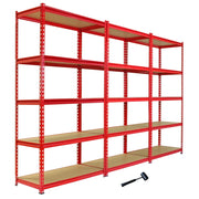 3 Scaffali in Acciaio Senza Bulloni Z-Rax Rossi 90cm x 45cm x 183cm per Garage