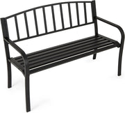 Panca da giardino in metallo, resistente alle intemperie, per 2 persone, panca da balcone con schienale e bracciolo, panca da balcone in metallo, portata fino a 300 kg, 127 x 59 x 85,5 cm