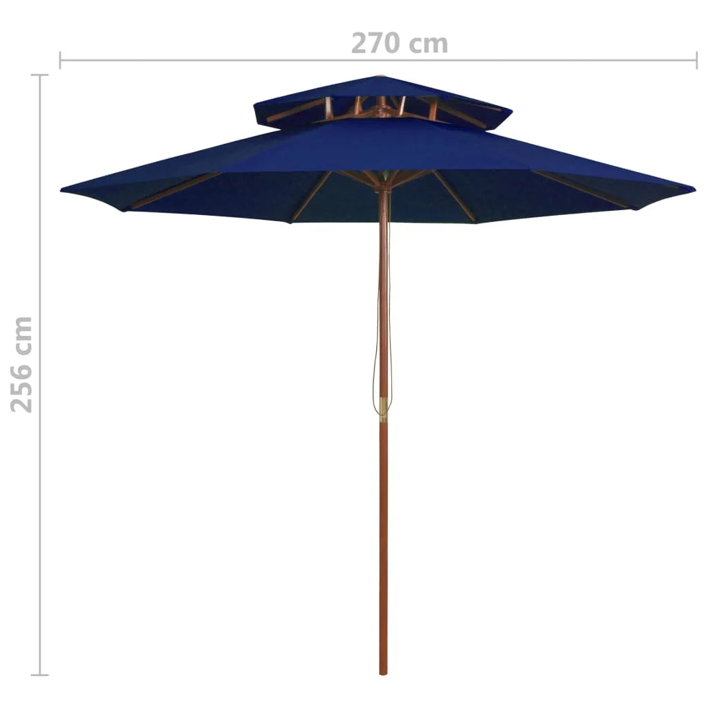 Ombrellone doppio da esterno con palo in legno 270 cm blu 02_0008441