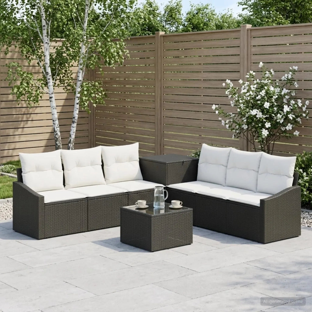 Set di divani 8 pz Nero e Bianco Crema 3448207