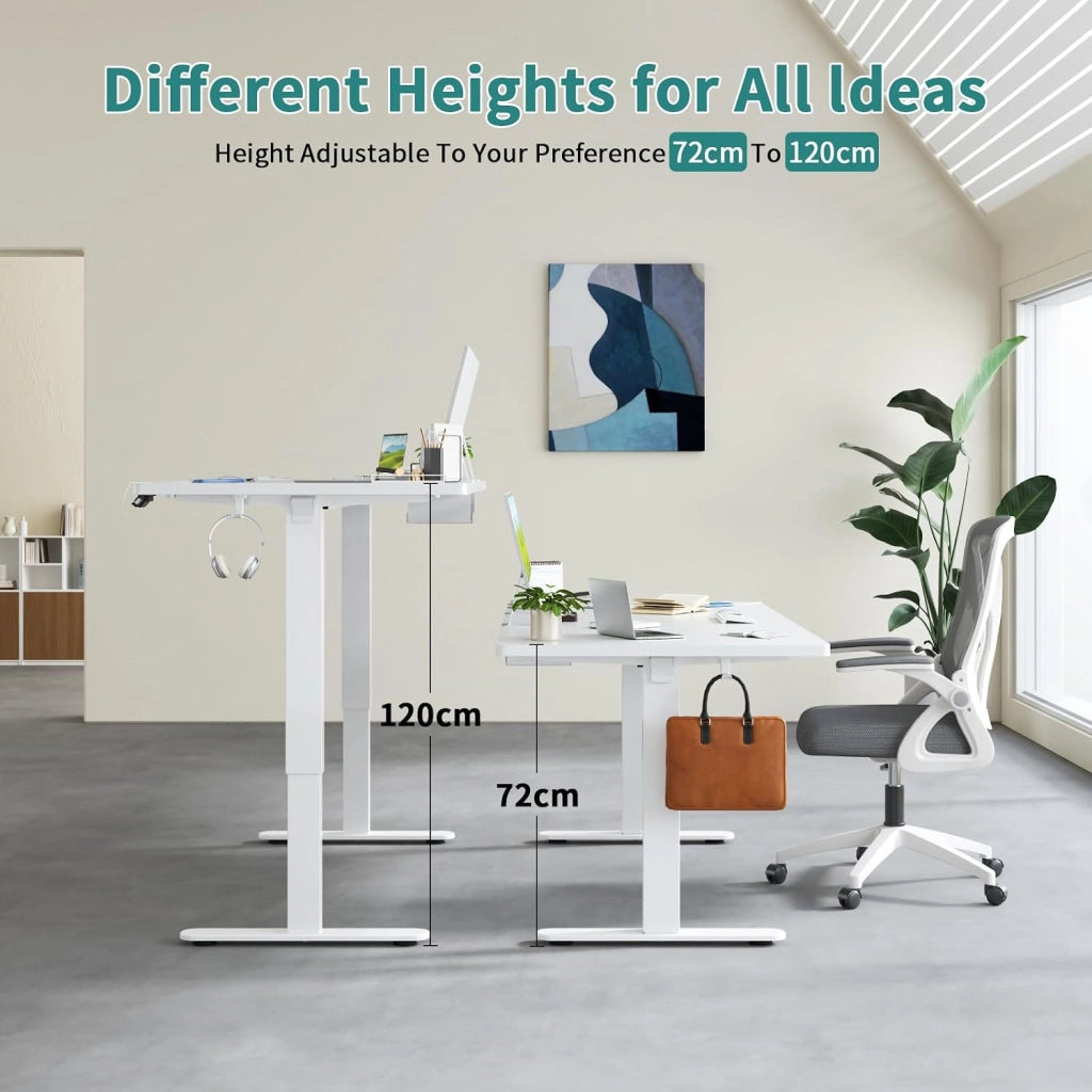 180 x 80 cm Scrivania Regolabile In Altezza,Scrivania Elettrica con Desktop Completo,Altezza Regolabile 73-119 cm,Scrivania per Ufficio con 4 Altezze di Memoria,Porta di Ricarica USB(Bianca)