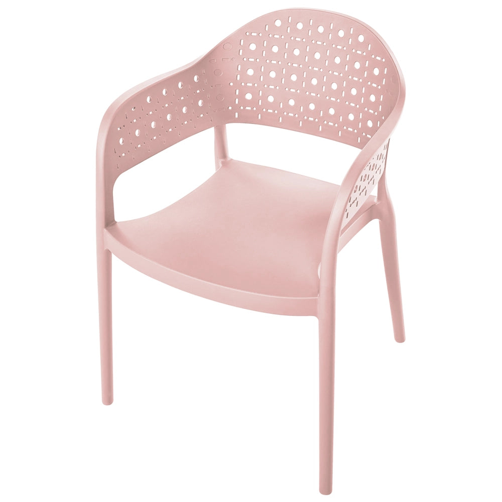 Set di 4 sedie da giardino in materiale sintetico rosa impilabili per interni ed esterni stile classico