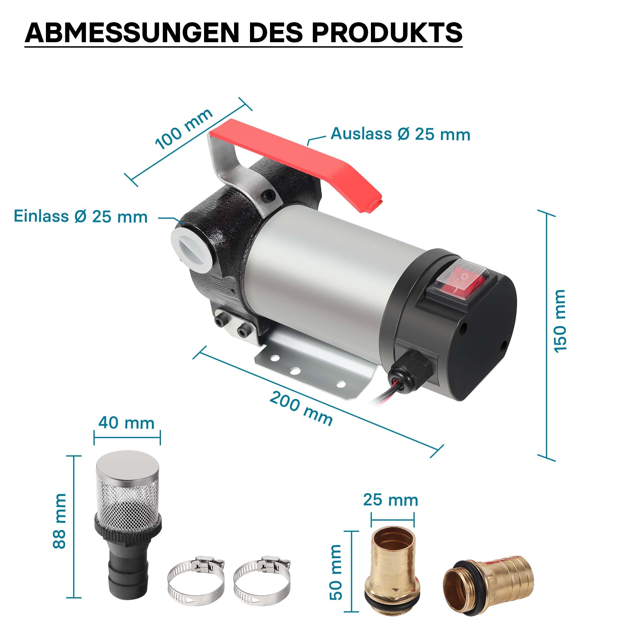 WilTec Pompa autoadescante per diesel gasolio 12 V 150 W 40 l/min Pompa di trasferimento