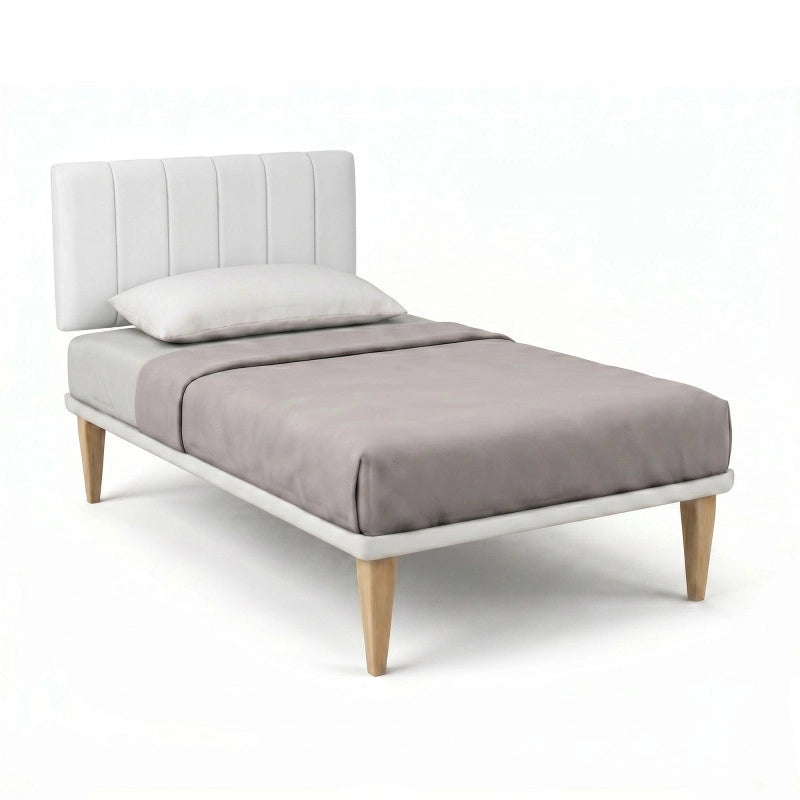 Letto imbottito Singolo 80x190 cm Vertical - Bianco,Similpelle,Con rete